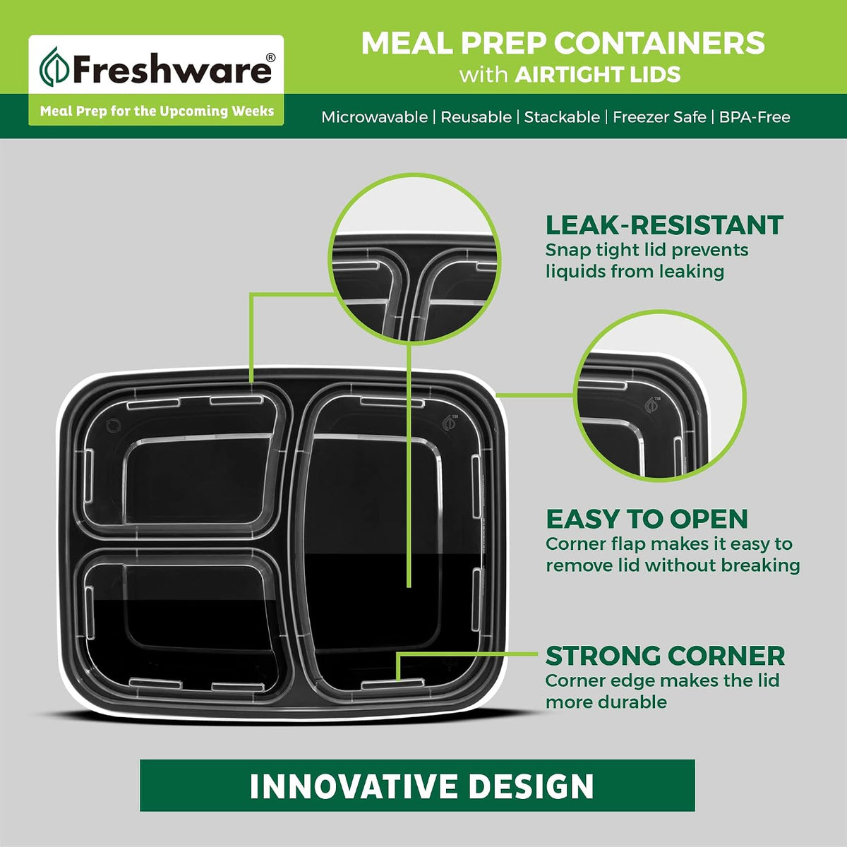 Meal Prep Bowl Containers [30 Pack] Plastic Bowls with Lids for Soup and Salad, Food Storage Bento Box, BPA Free, Stackable, Lunch Boxes, Microwave/Dishwasher/Freezer Safe (28 oz)