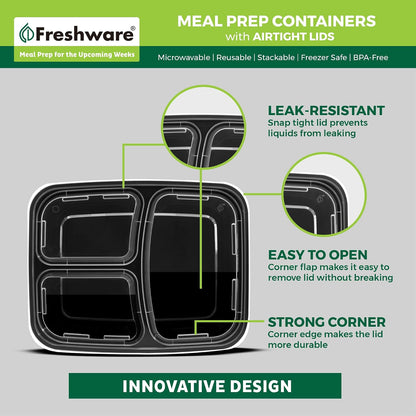 Meal Prep Bowl Containers [30 Pack] Plastic Bowls with Lids for Soup and Salad, Food Storage Bento Box, BPA Free, Stackable, Lunch Boxes, Microwave/Dishwasher/Freezer Safe (28 oz)