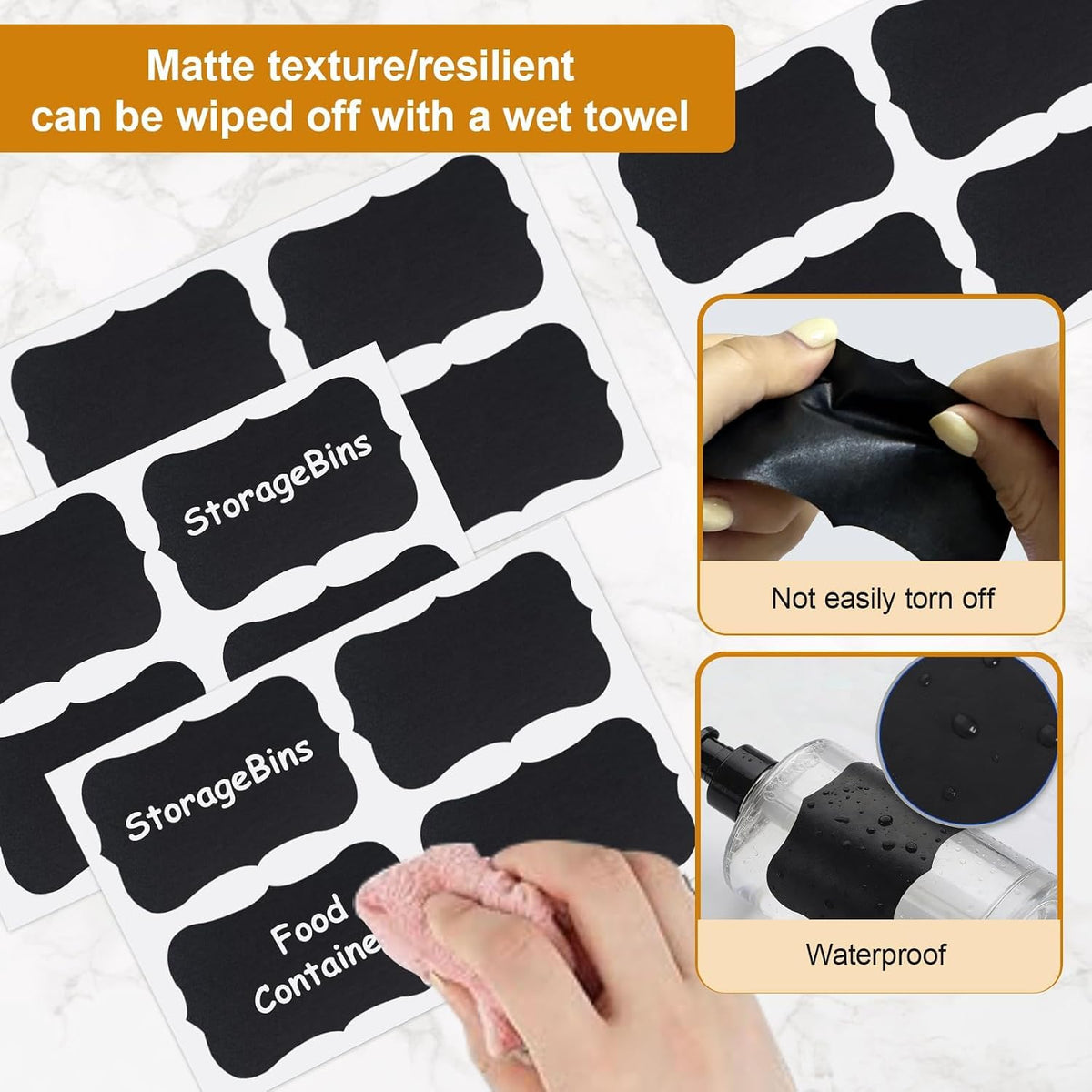 Chalkboard Labels-3.4" x 2.1" Large Size Reusable Blackboard Stickers with 1 Liquid Chalk Markers for Mason Jars, Storage Bins,Craft Rooms,Food Containers and Pantry Storage