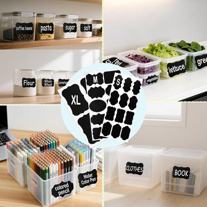 Chalkboard Labels-3.4" x 2.1" Large Size Reusable Blackboard Stickers with 1 Liquid Chalk Markers for Mason Jars, Storage Bins,Craft Rooms,Food Containers and Pantry Storage