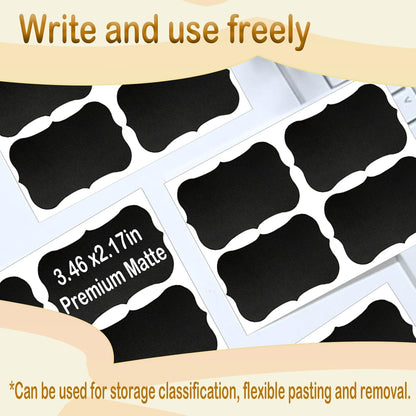 Chalkboard Labels-3.4" x 2.1" Large Size Reusable Blackboard Stickers with 1 Liquid Chalk Markers for Mason Jars, Storage Bins,Craft Rooms,Food Containers and Pantry Storage