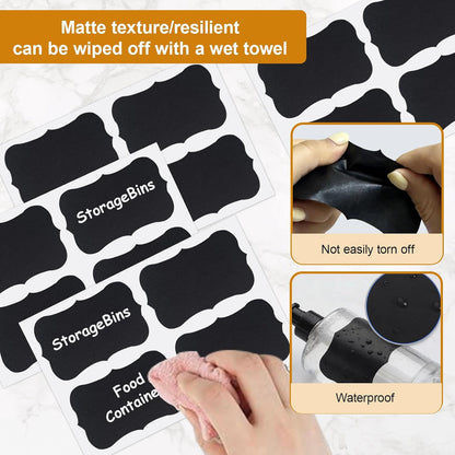 Chalkboard Labels-3.4" x 2.1" Large Size Reusable Blackboard Stickers with 1 Liquid Chalk Markers for Mason Jars, Storage Bins,Craft Rooms,Food Containers and Pantry Storage