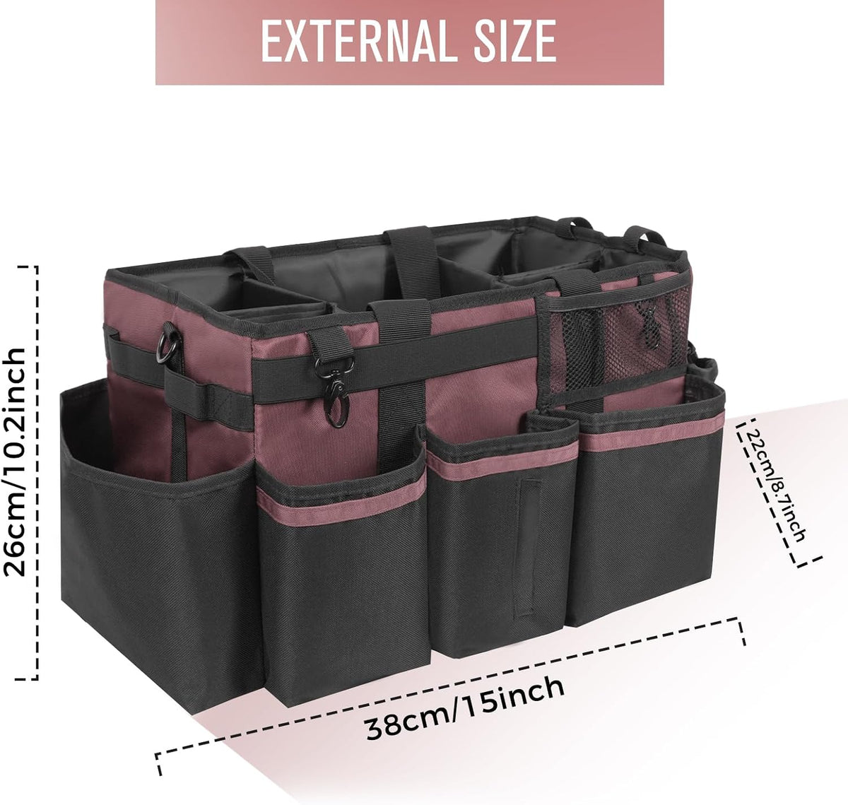 SCAVATA Wearable Cleaning Caddy Organizer with Handle & Shoulder Straps for Housekeepers, Under Sink & Car Cleaning Tool Organizer Bag with 4 Foldable Dividers (Green)