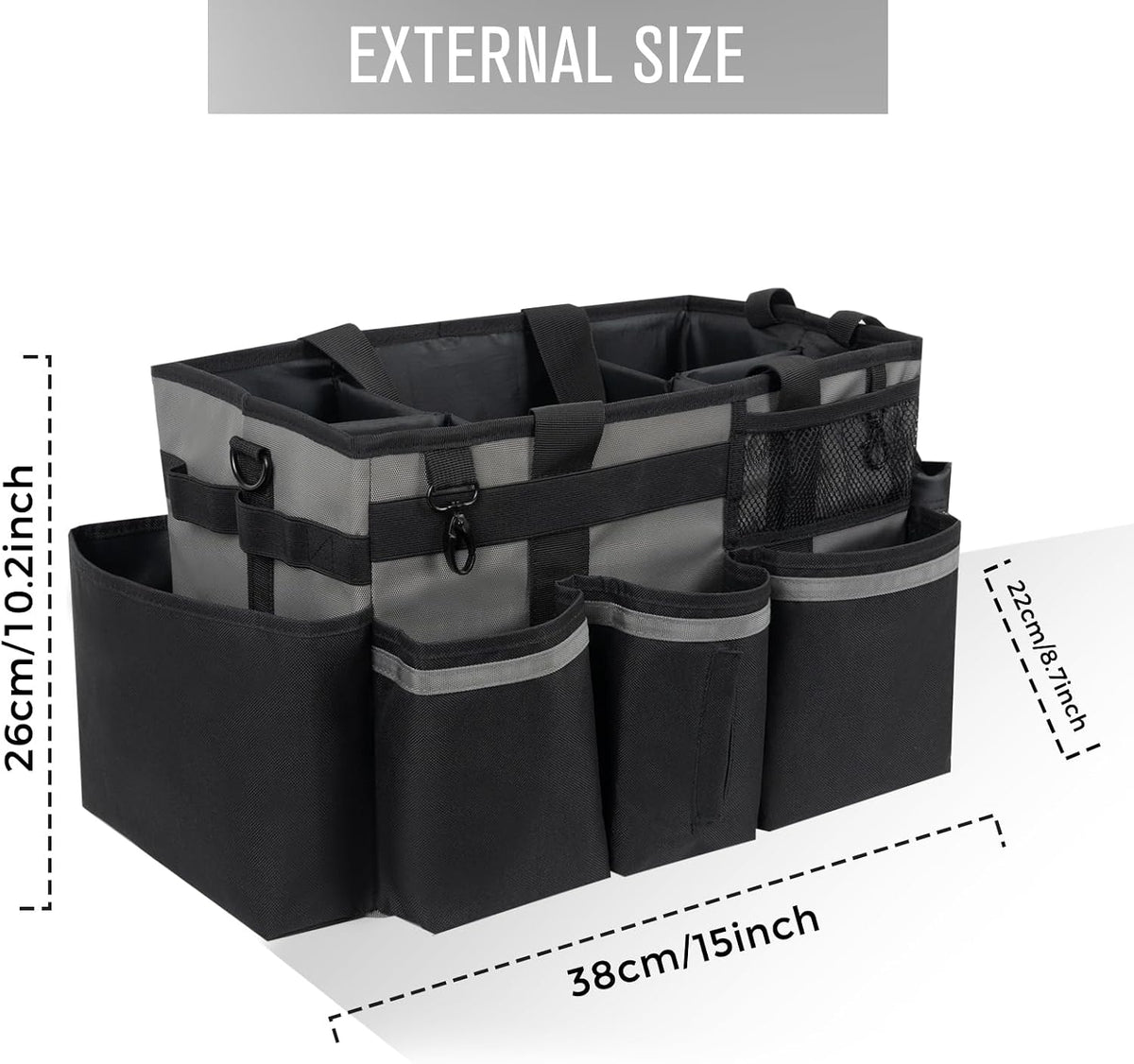 SCAVATA Wearable Cleaning Caddy Organizer with Handle & Shoulder Straps for Housekeepers, Under Sink & Car Cleaning Tool Organizer Bag with 4 Foldable Dividers (Green)