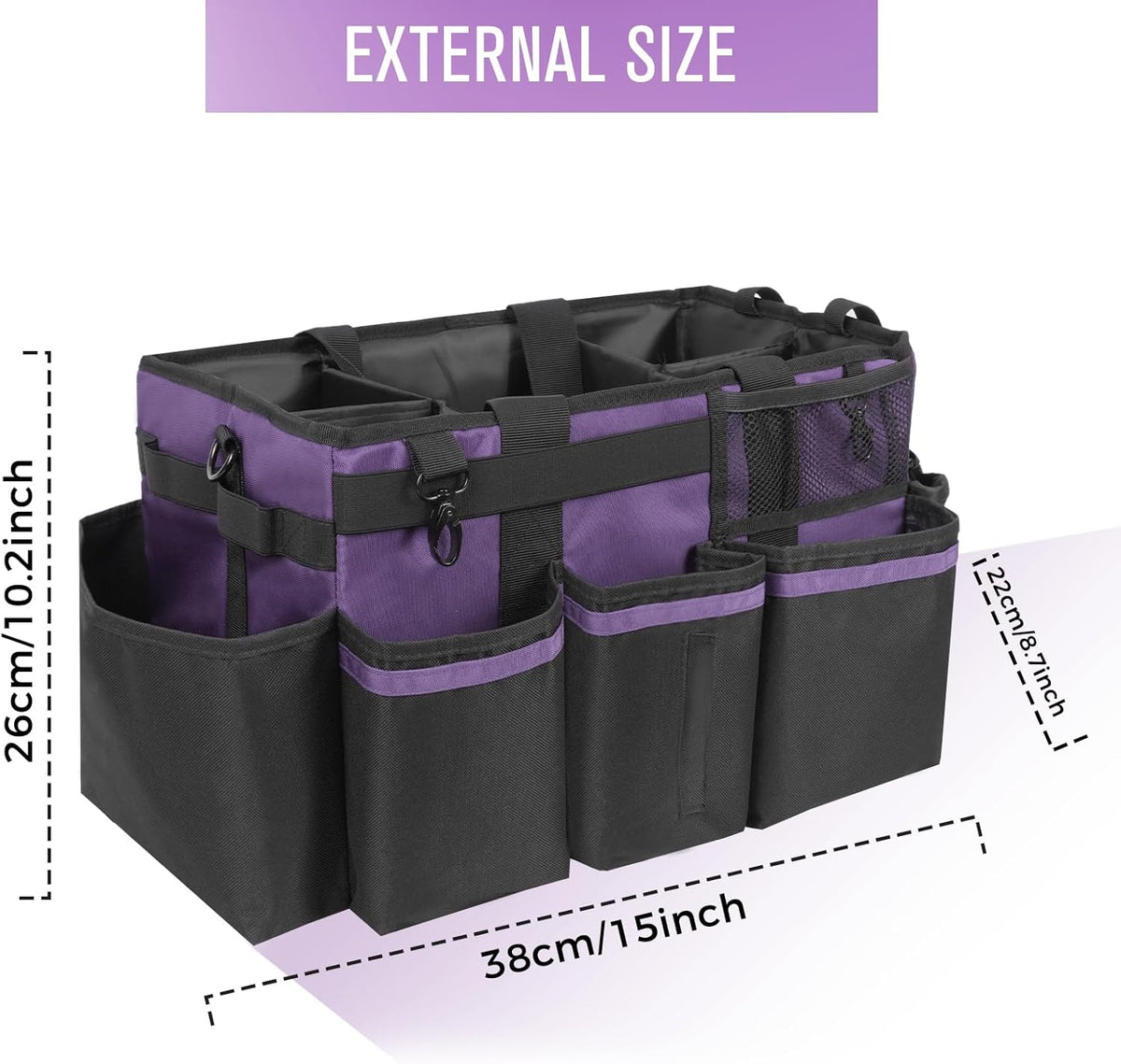SCAVATA Wearable Cleaning Caddy Organizer with Handle & Shoulder Straps for Housekeepers, Under Sink & Car Cleaning Tool Organizer Bag with 4 Foldable Dividers (Green)