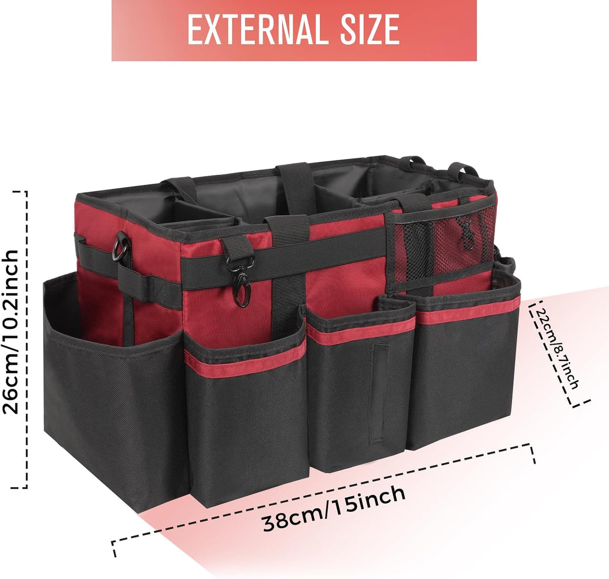 SCAVATA Wearable Cleaning Caddy Organizer with Handle & Shoulder Straps for Housekeepers, Under Sink & Car Cleaning Tool Organizer Bag with 4 Foldable Dividers (Green)