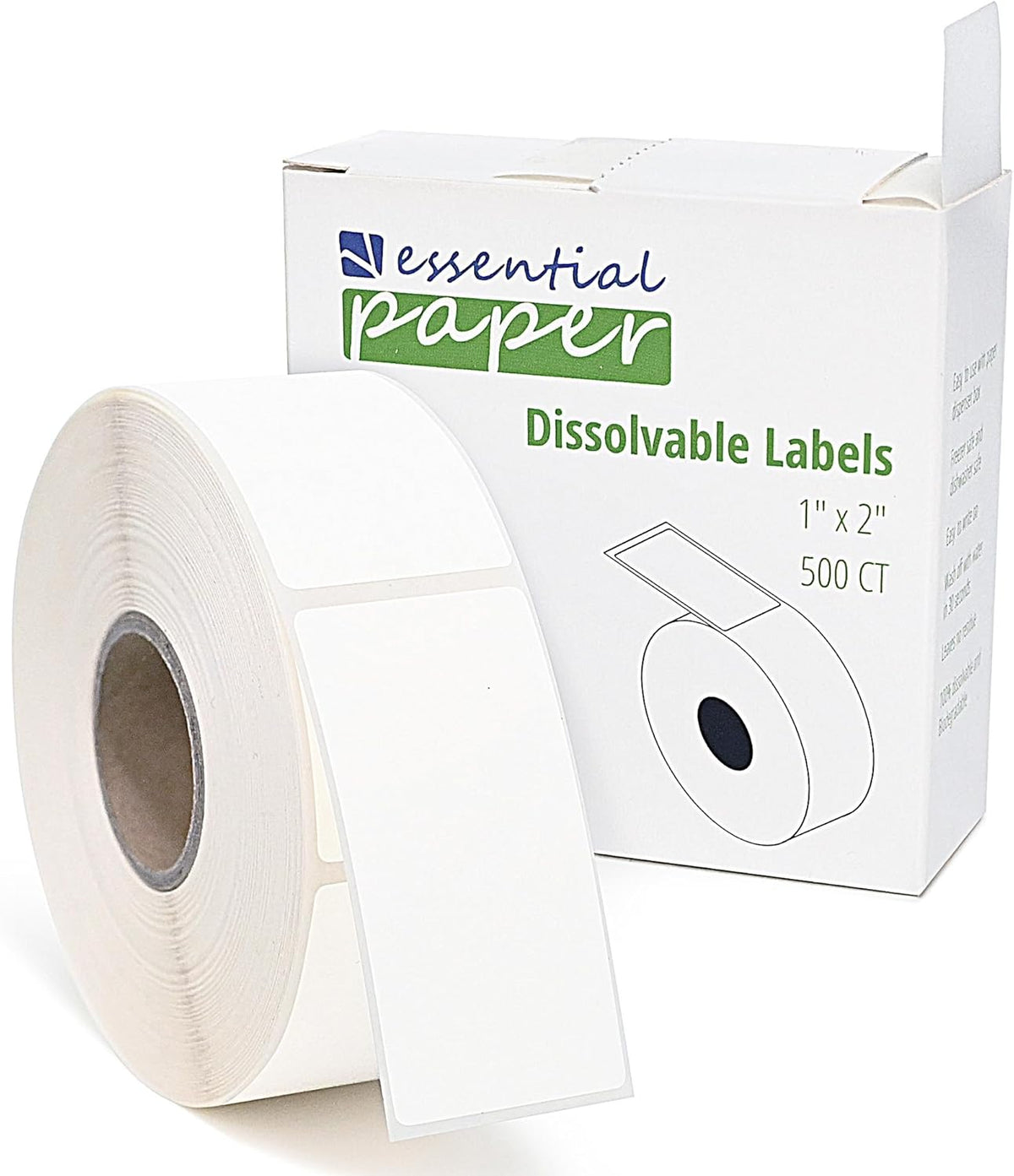 500 Dissolvable Food Labels, 1 x 2 Inch Blank White