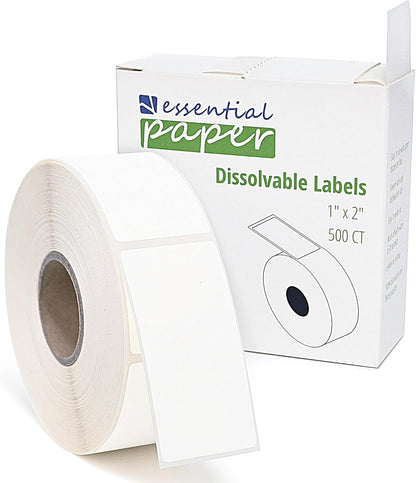 500 Dissolvable Food Labels, 1 x 2 Inch Blank White