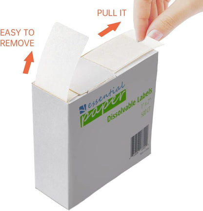 500 Dissolvable Food Labels, 1 x 2 Inch Blank White