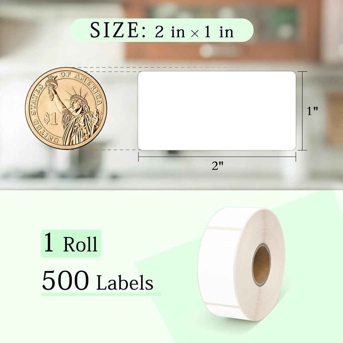 500 Dissolvable Food Labels, 1 x 2 Inch Blank White