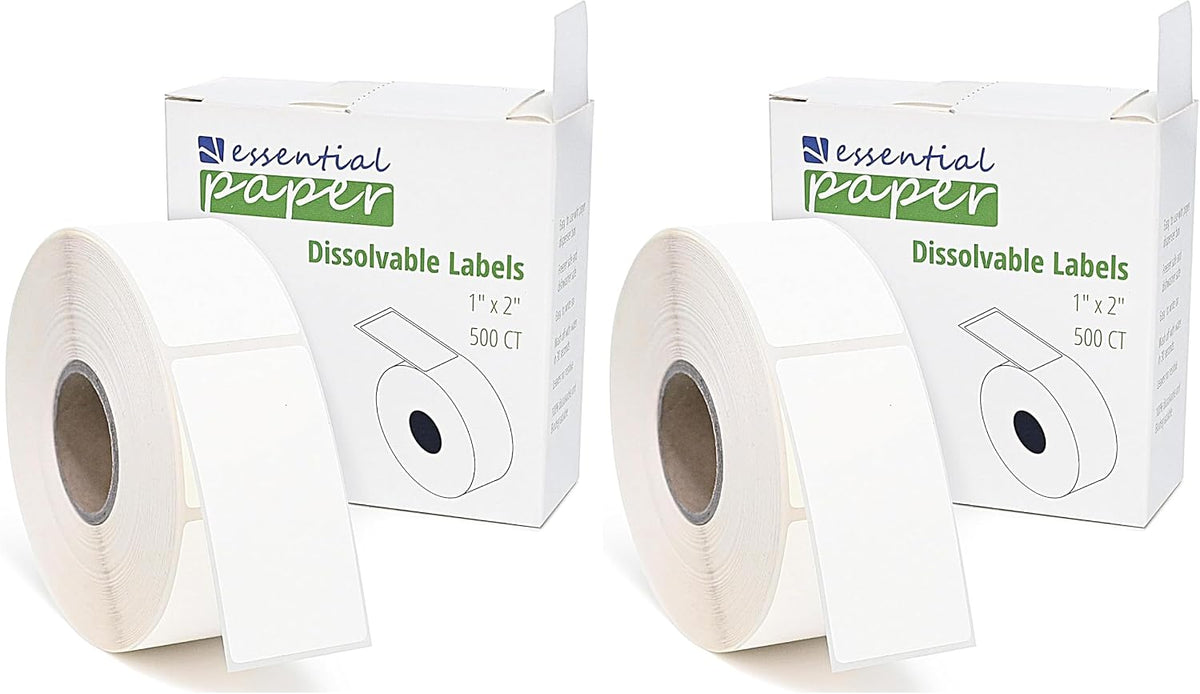 500 Dissolvable Food Labels, 1 x 2 Inch Blank White