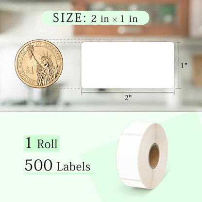 500 Dissolvable Food Labels, 1 x 2 Inch Blank White