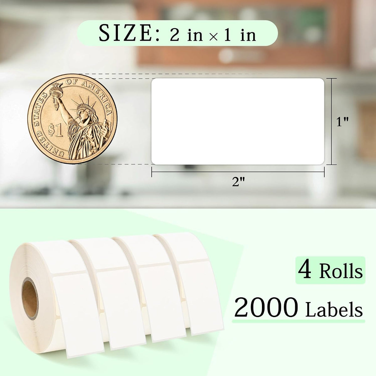 500 Dissolvable Food Labels, 1 x 2 Inch Blank White