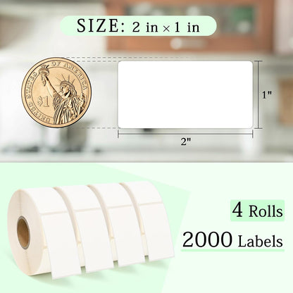 500 Dissolvable Food Labels, 1 x 2 Inch Blank White