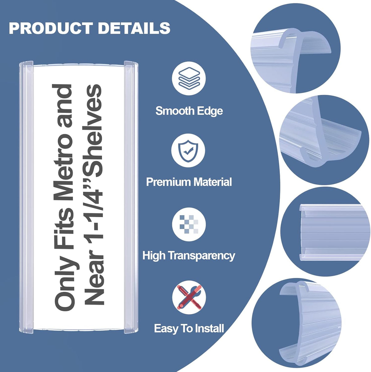 30 Pcs Label Holder Shelf Labels, Wire Shelf Label Holder with Label Paper Inserts, Shelf Labels for Wire Shelving, Metro Shelving Clips Plastic Label Holder Compatible with 1-1/4in Shelves