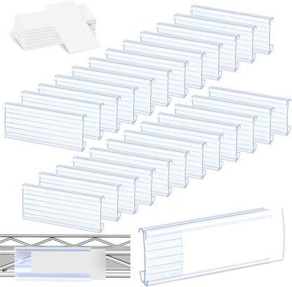 30 Pcs Label Holder Shelf Labels, Wire Shelf Label Holder with Label Paper Inserts, Shelf Labels for Wire Shelving, Metro Shelving Clips Plastic Label Holder Compatible with 1-1/4in Shelves