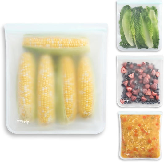 ( Reusable Gallon Freezer Food Storage Bags, Leakproof, Clear