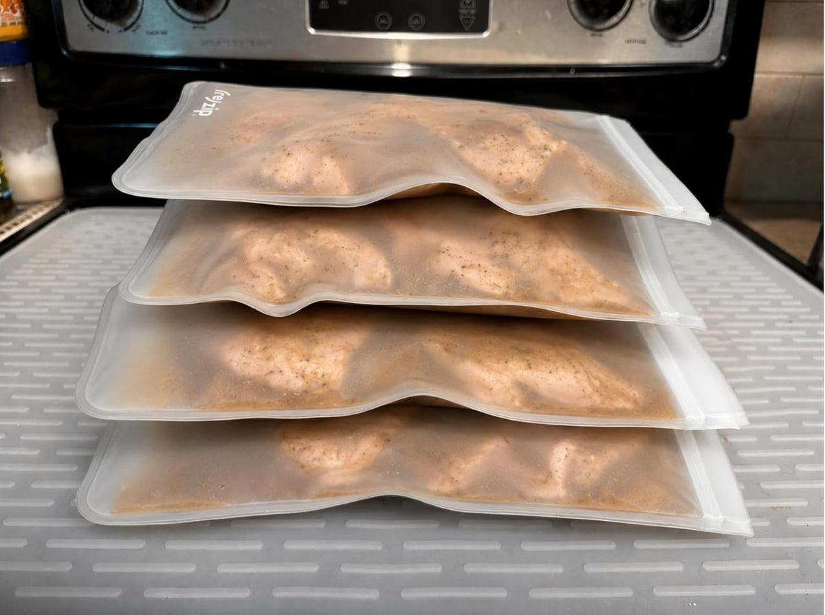 ( Reusable Gallon Freezer Food Storage Bags, Leakproof, Clear