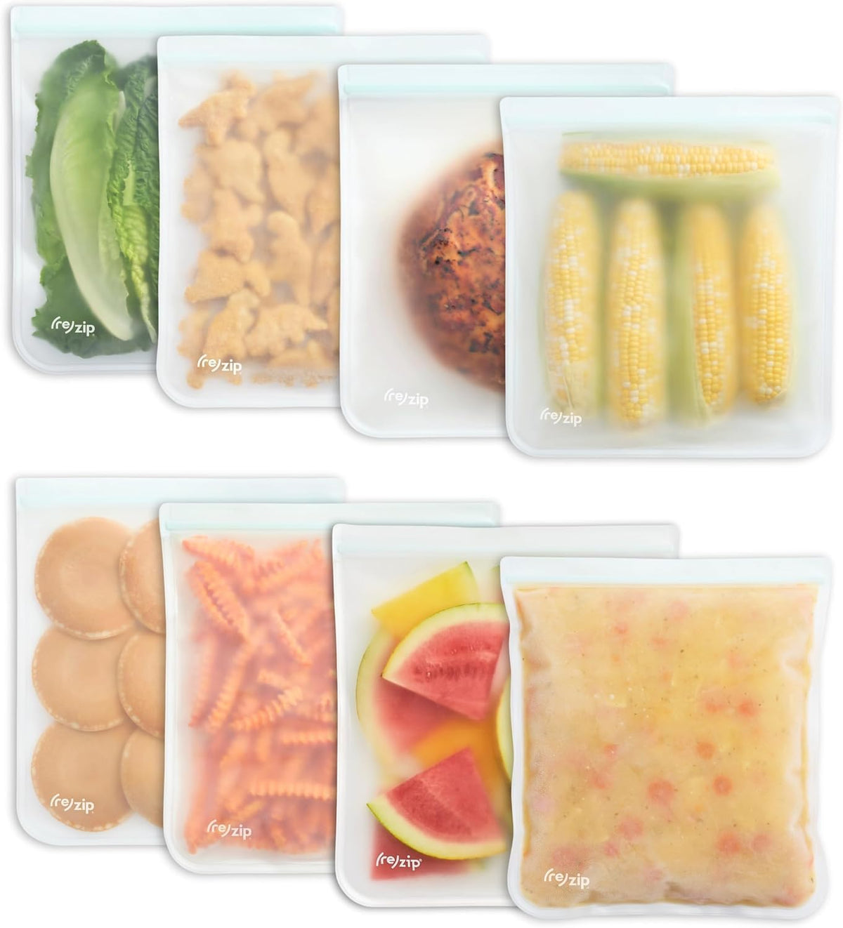 ( Reusable Gallon Freezer Food Storage Bags, Leakproof, Clear
