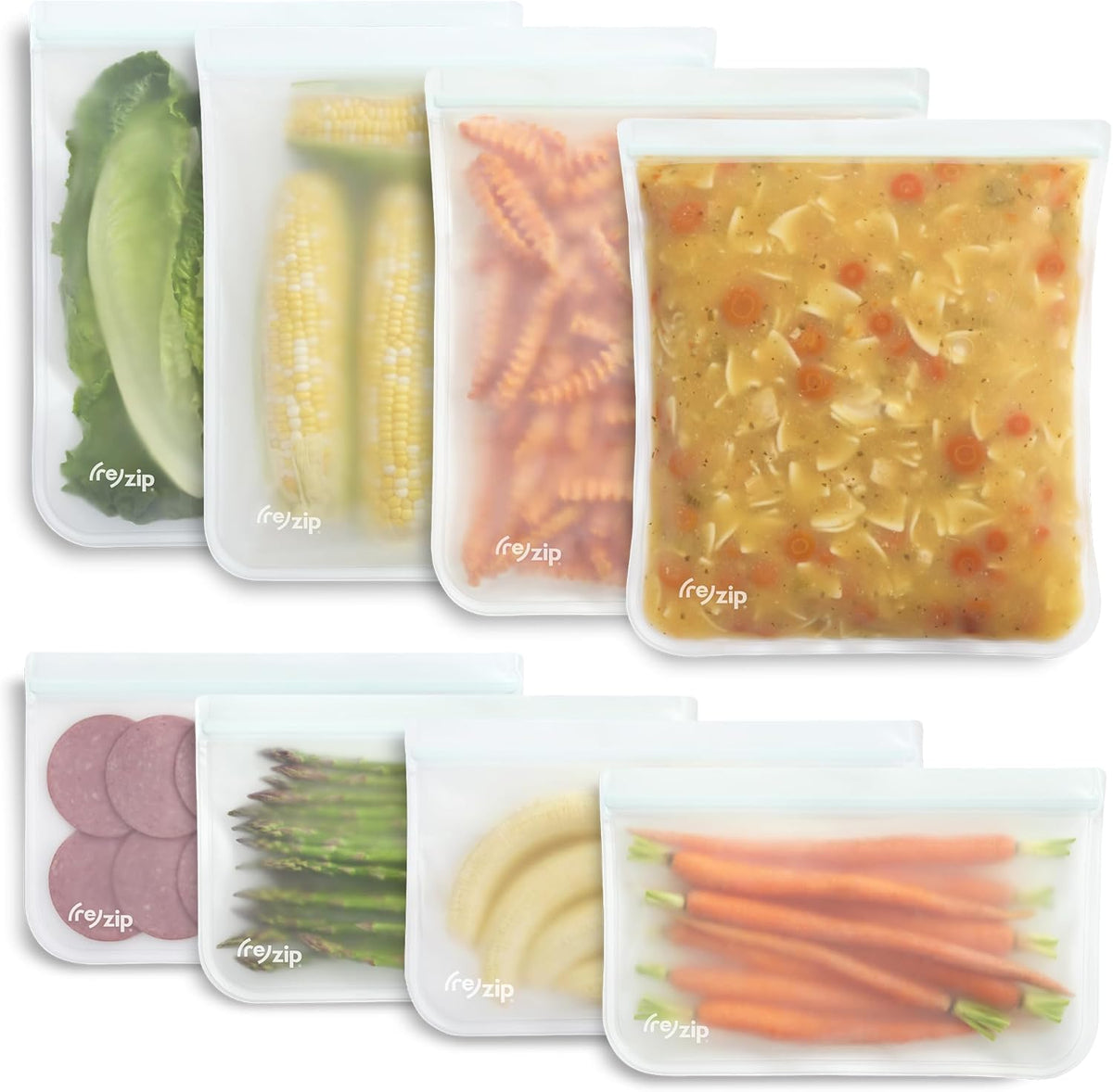 ( Reusable Gallon Freezer Food Storage Bags, Leakproof, Clear