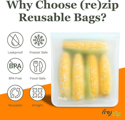 ( Reusable Gallon Freezer Food Storage Bags, Leakproof, Clear