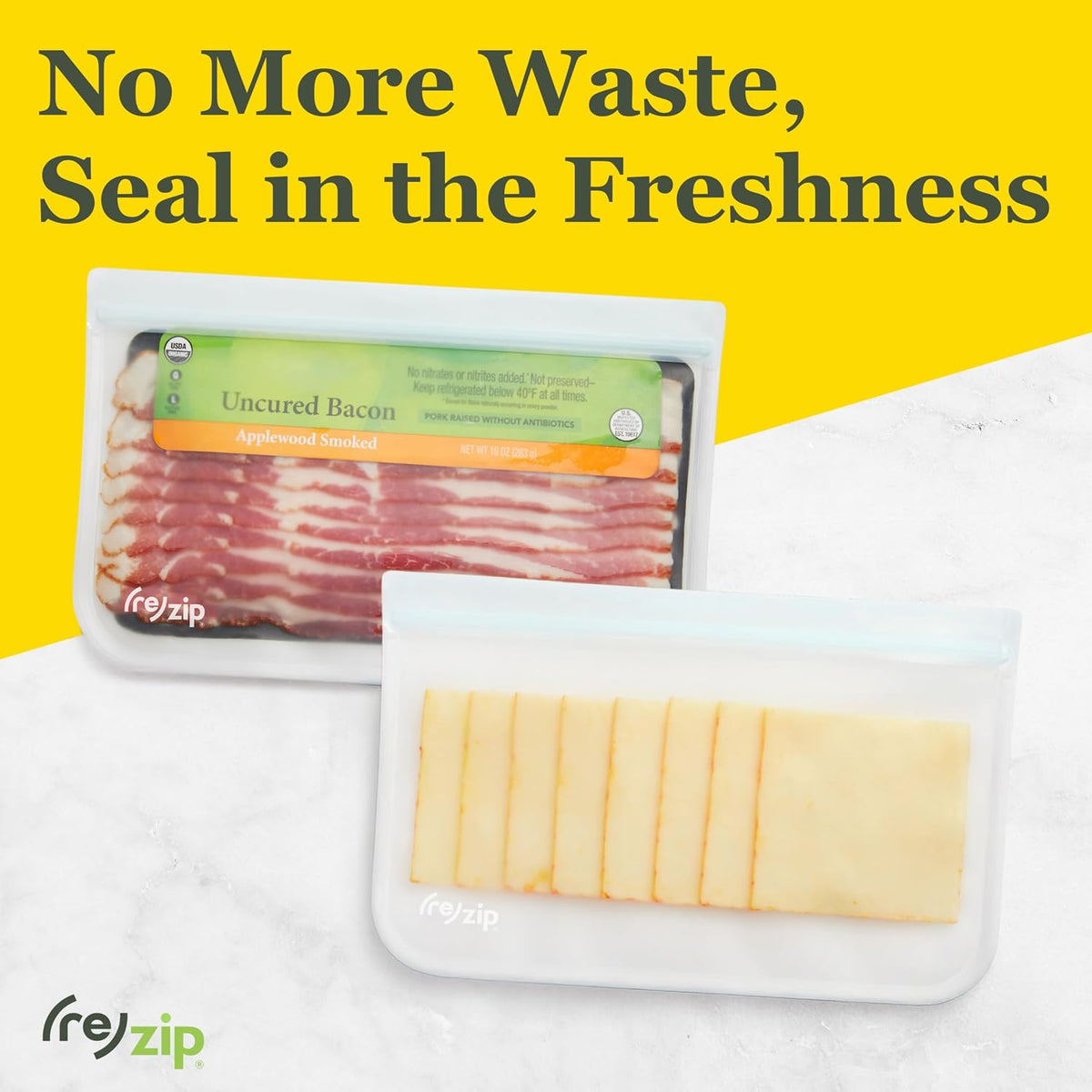 ( Reusable Gallon Freezer Food Storage Bags, Leakproof, Clear