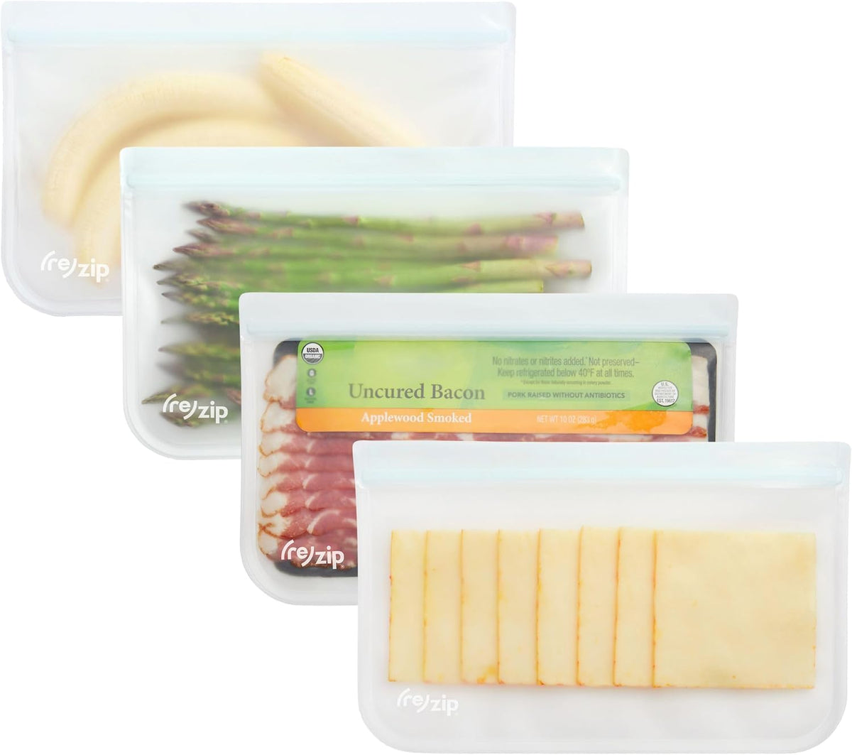 ( Reusable Gallon Freezer Food Storage Bags, Leakproof, Clear