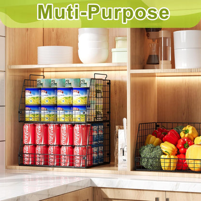 XXL Stackable Wire Storage Basket, Extra Large Capacity Pantry Organizer and Storage, Muti-Purpose for Vegetable Fruit Basket & Can Organizer & Snack Rack & Metal Pantry Bin