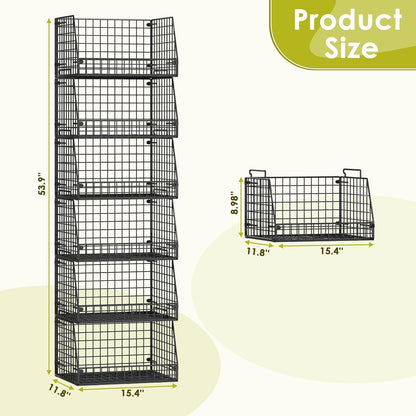 XXL Stackable Wire Storage Basket, Extra Large Capacity Pantry Organizer and Storage, Muti-Purpose for Vegetable Fruit Basket & Can Organizer & Snack Rack & Metal Pantry Bin