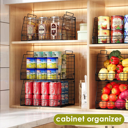 XXL Stackable Wire Storage Basket, Extra Large Capacity Pantry Organizer and Storage, Muti-Purpose for Vegetable Fruit Basket & Can Organizer & Snack Rack & Metal Pantry Bin