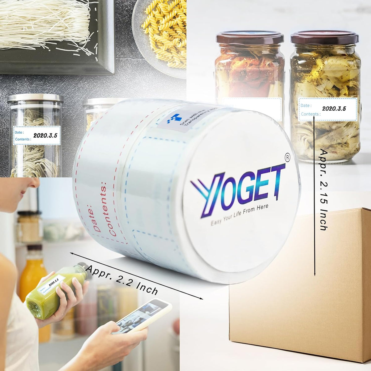 300pcs Removable Freezer Labels, Yoget 1 x 3 Inch Food Labels, Refrigerator Freezer Tape Label Easy Clean Leaves No Residue, 2 Color Label Stickers Roll