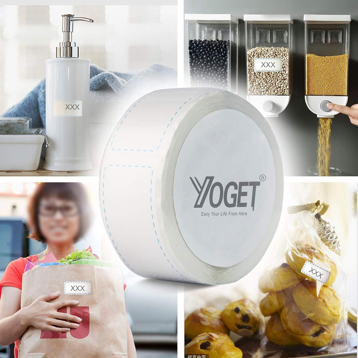 300pcs Removable Freezer Labels, Yoget 1 x 3 Inch Food Labels, Refrigerator Freezer Tape Label Easy Clean Leaves No Residue, 2 Color Label Stickers Roll