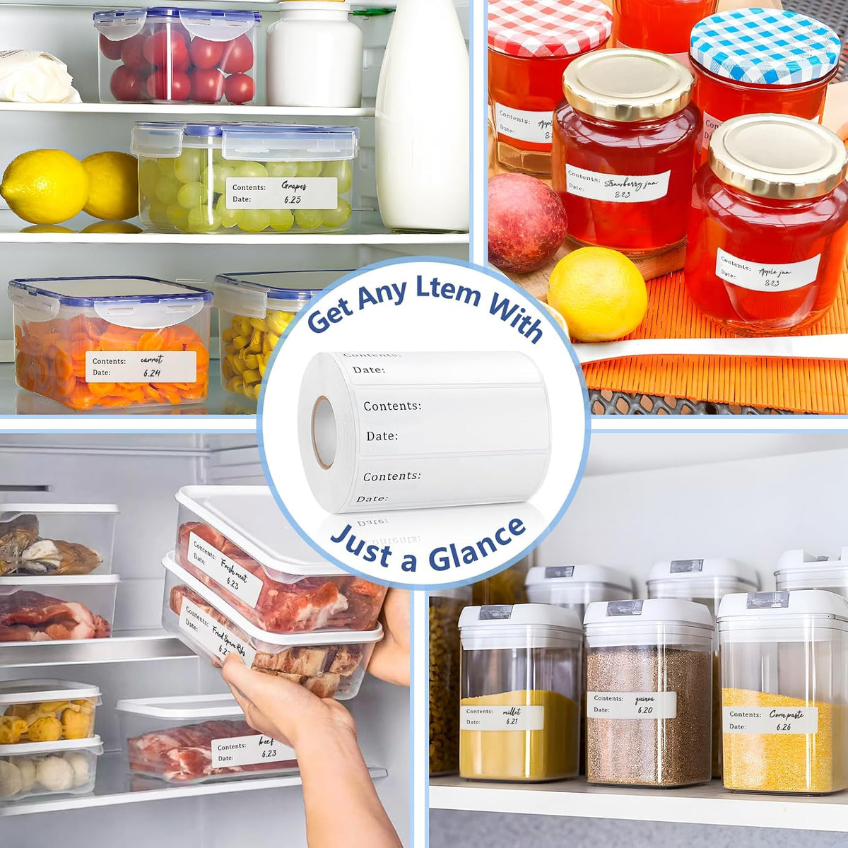 300pcs Removable Freezer Labels, Yoget 1 x 3 Inch Food Labels, Refrigerator Freezer Tape Label Easy Clean Leaves No Residue, 2 Color Label Stickers Roll