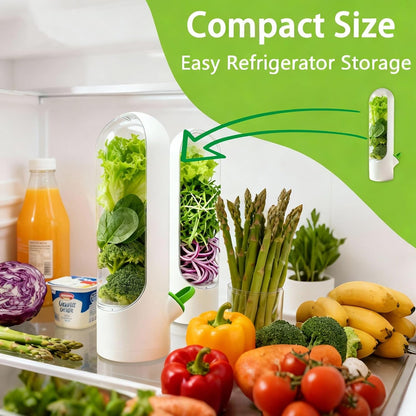 3 Pack Herb Saver for Fridge Cilantro Basil Storage Container | Veggies Preservation Freshness Up to 2-3 Weeks,Excellent Airtightness,Compact,Easy to Store,Removable Silicone Drain Plug