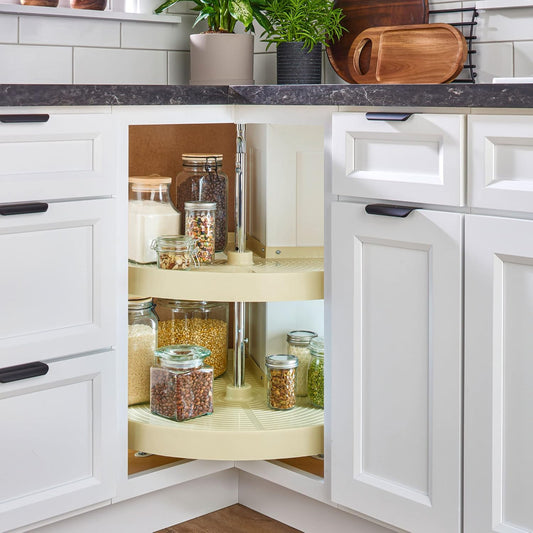28" Pie-Cut Lazy Susan for Diagonal Corner Cabinets, Almond