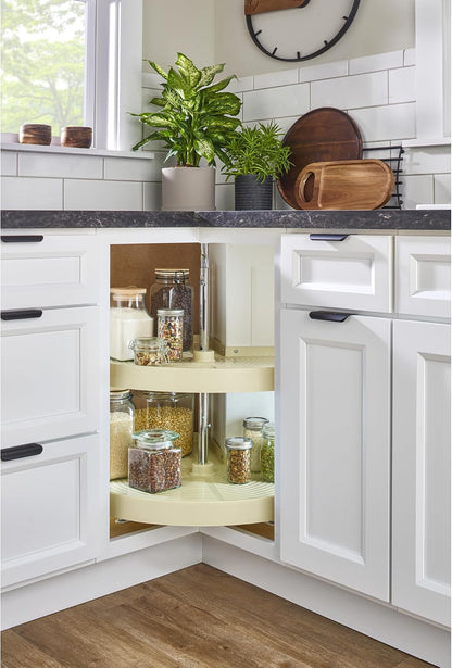 28" Pie-Cut Lazy Susan for Diagonal Corner Cabinets, Almond