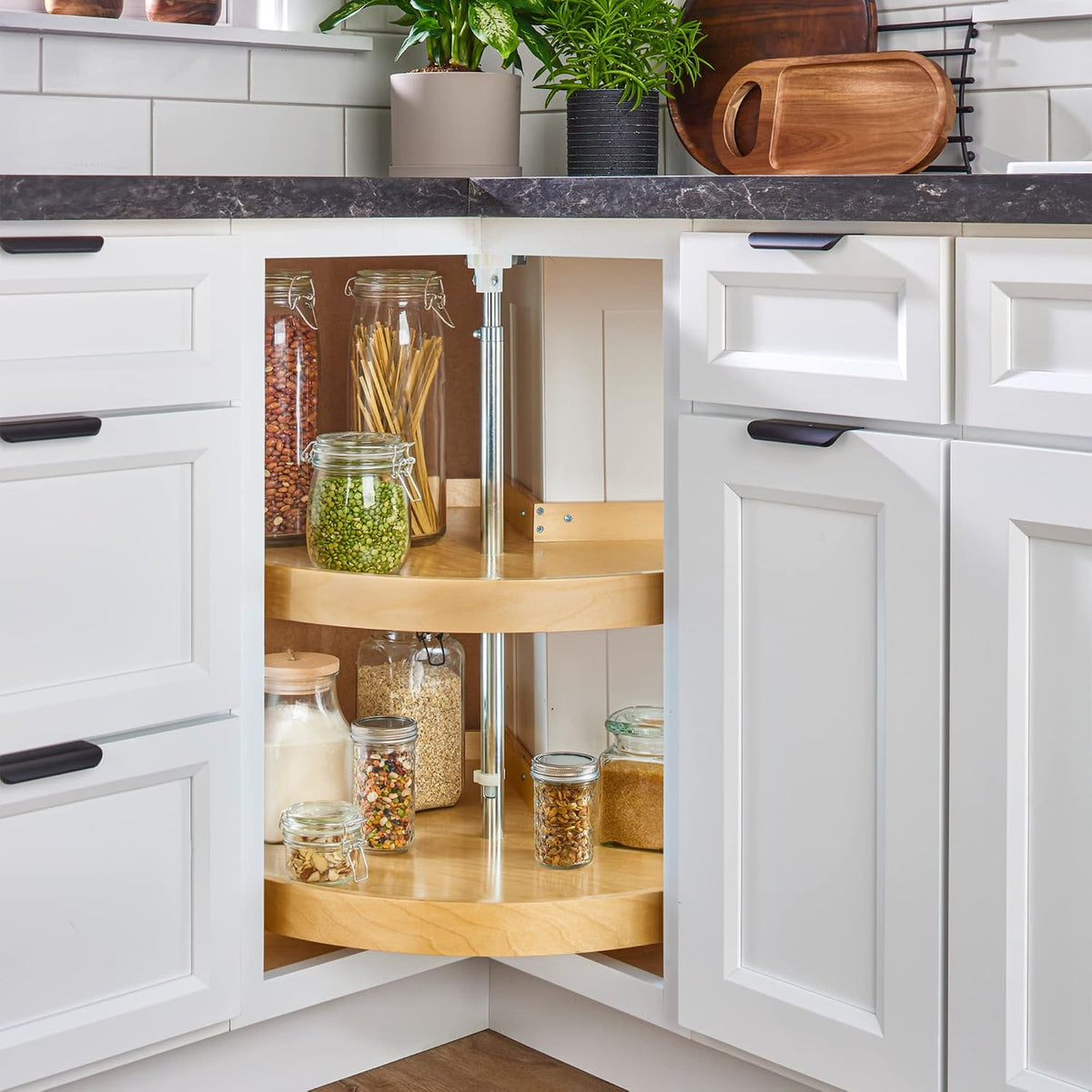 28" Pie-Cut Lazy Susan for Diagonal Corner Cabinets, Almond
