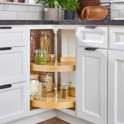 28" Pie-Cut Lazy Susan for Diagonal Corner Cabinets, Almond