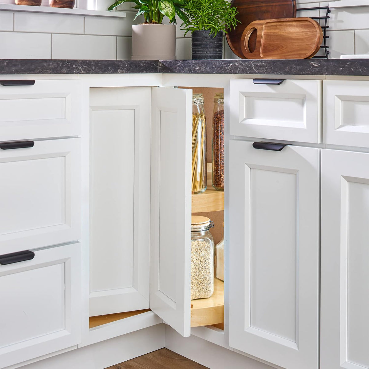 28" Pie-Cut Lazy Susan for Diagonal Corner Cabinets, Almond