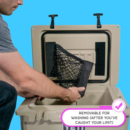 Cooler Net for Dry Storage and Organization - Compatible with YETI, RTIC, Ninja, Igloo, Coleman, Lifetime, Pelican Ice Chests - Works with Cooler Lights, Wheel Kits, RTIC Cooler Accessories, and More