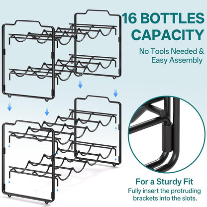 Stackable Metal Water Bottle Organizer for Stanley 40 oz, 4 Tier Tumbler Organizer Storage Rack for Stanley Cup Accessories, 16 Cup Bottle Holder for Kitchen Cabinet, Countertop, Pantry Shelf