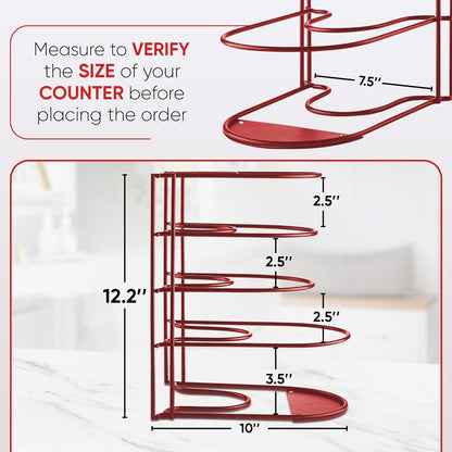 Heavy-Duty Pots and Pans Organizer | 5-Tier Cookware & Lid Storage Rack | Free-Standing or Wall-Mount | Kitchen Organizer for Cast Iron Skillets, Pots, Frying Pans, Lids | Black