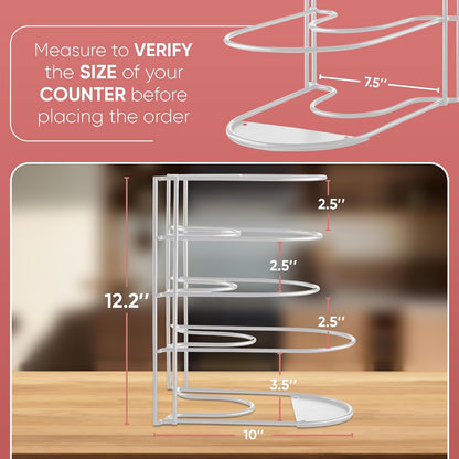 Heavy-Duty Pots and Pans Organizer | 5-Tier Cookware & Lid Storage Rack | Free-Standing or Wall-Mount | Kitchen Organizer for Cast Iron Skillets, Pots, Frying Pans, Lids | Black