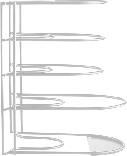 Heavy-Duty Pots and Pans Organizer | 5-Tier Cookware & Lid Storage Rack | Free-Standing or Wall-Mount | Kitchen Organizer for Cast Iron Skillets, Pots, Frying Pans, Lids | Black