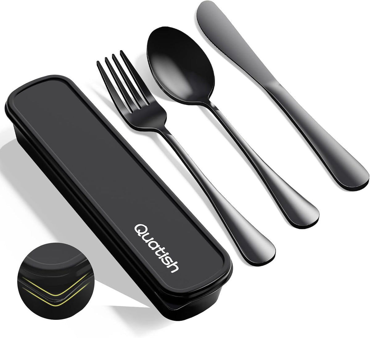 Travel Utensils with Case, Stainless Steel Cutlery Set, Purple