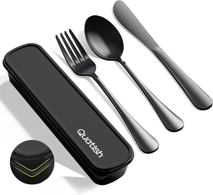 Travel Utensils with Case, Stainless Steel Cutlery Set, Purple