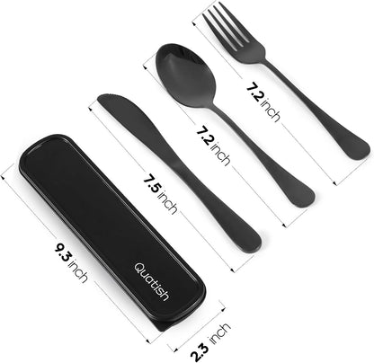 Travel Utensils with Case, Stainless Steel Cutlery Set, Purple