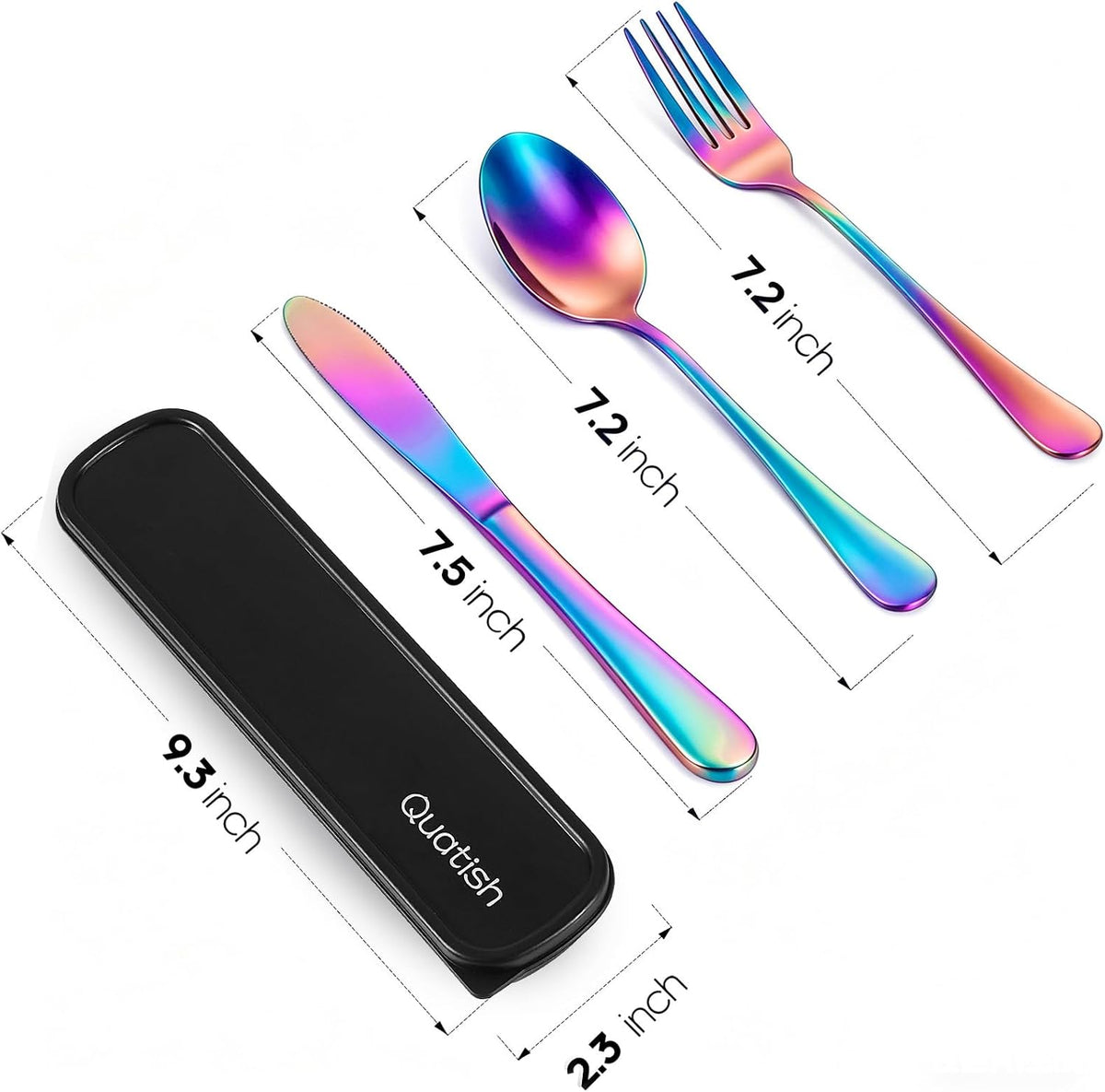 Travel Utensils with Case, Stainless Steel Cutlery Set, Purple