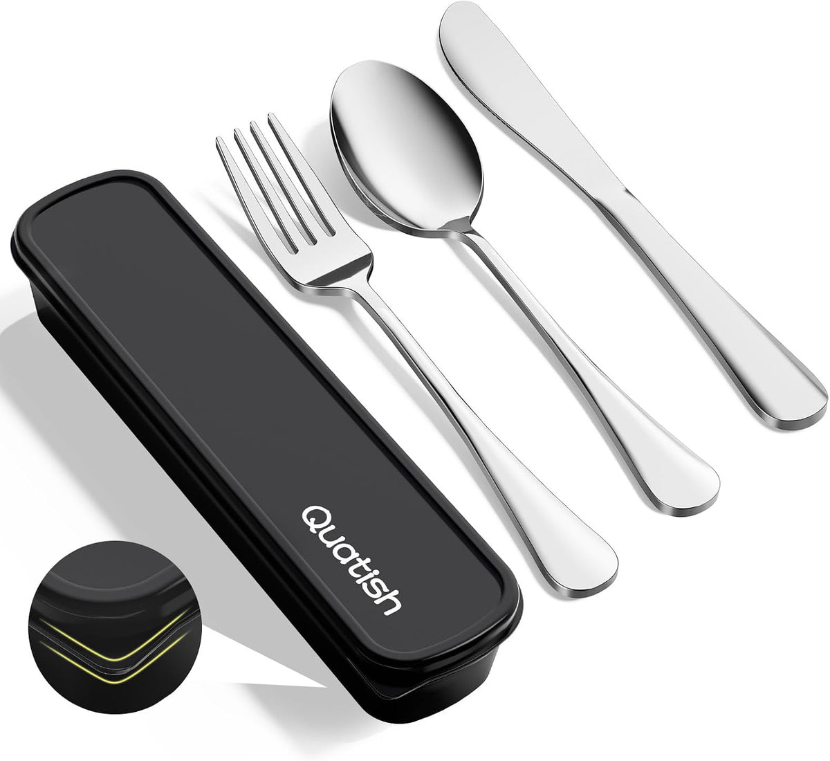Travel Utensils with Case, Stainless Steel Cutlery Set, Purple