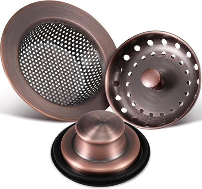 3 Pcs Sink Plug Stopper Disposal Drain Strainer,Silver